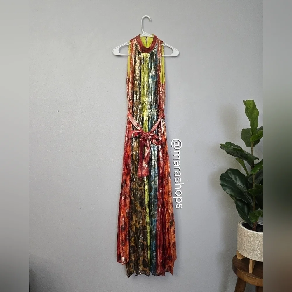 Alice + Olivia Mertie Mock Neck Pleated Maxi Dress - Picture 4 of 12